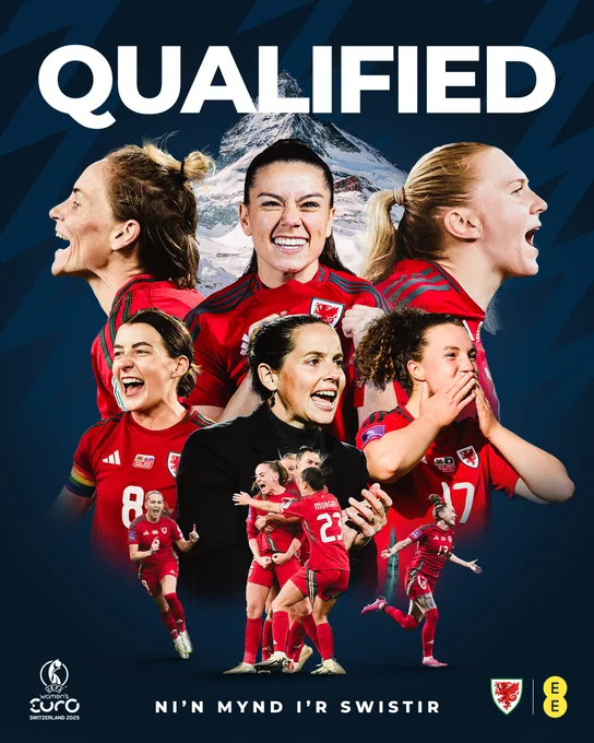 A graphic confirming Cymru's qualification for the UEFA Women's EURO finals.