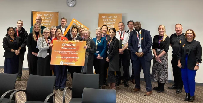 Image shows members of the health and wellbeing board who are backing the Orange Wolverhampton campaign.