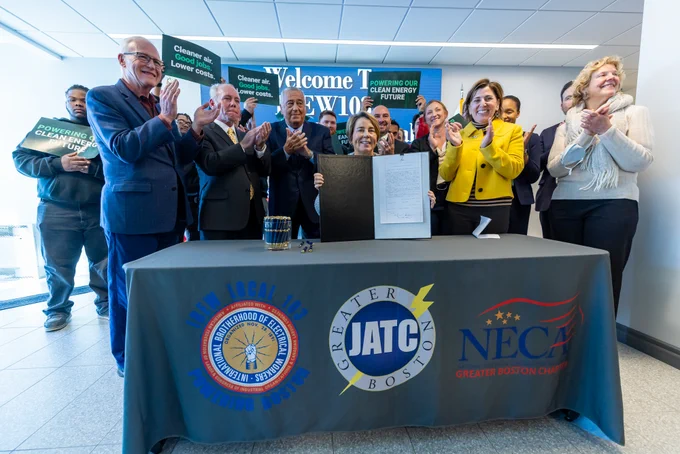 Governor Healey at climate bill signing.