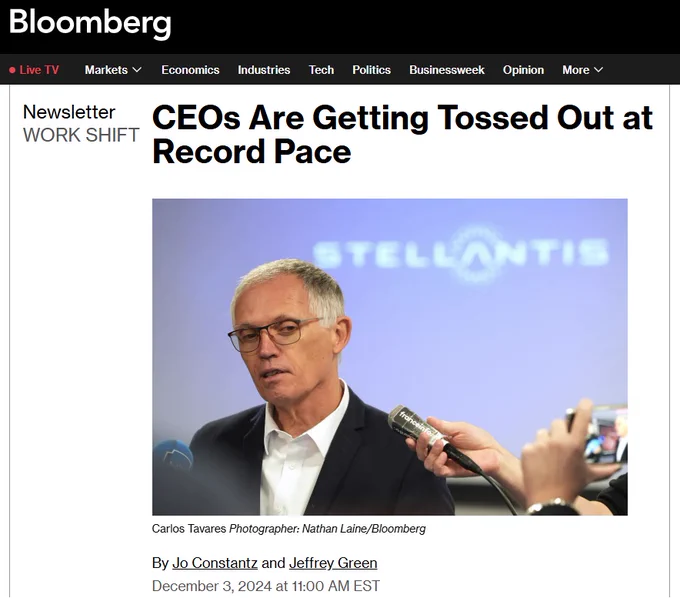 https://www.bloomberg.com/news/newsletters/2024-12-03/ceos-getting-fired-from-their-jobs-at-record-pace-in-2024?srnd=undefined