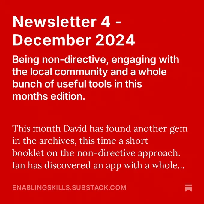 Newsletter 4 - December 2024
Being non-directive, engaging with the local community and a whole bunch of useful tools in this months edition.
This month David has found another gem in the archives, this time a short booklet on the non-directive approach. Ian has discovered an app with a whole wealth of tools, and we’ve also highlighted something to read and something to listen to which will help you to enable others into mission and community engagement.
