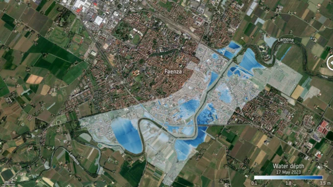 SRC - European Space Agency - Italy flood waters in May 2023 Faenza