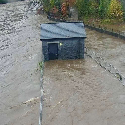 The hydro scheme underwater during the floods.