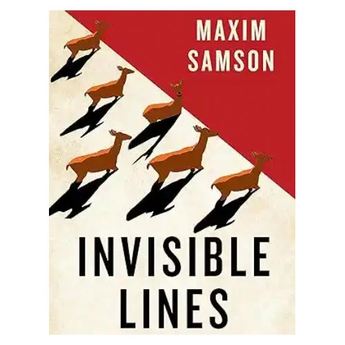 The cover of the book "Invisible Lines: Boundaries and Belts That Define the World" which shows deer on a white patch of ground refusing to cross over into a red patch. (Photo Credit: Amazon)