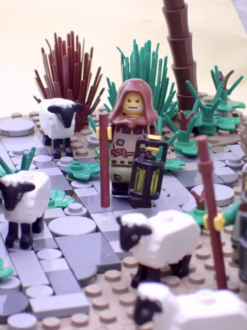 Close up of Lego shepherd