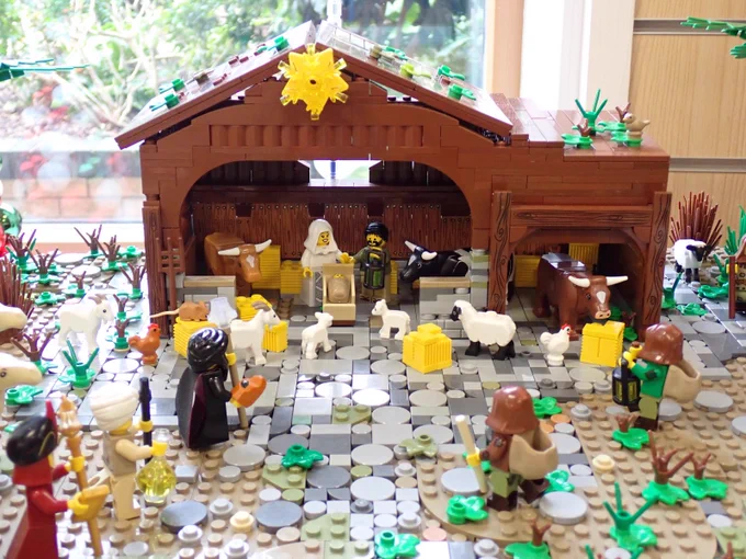 Close up of Lego nativity scene