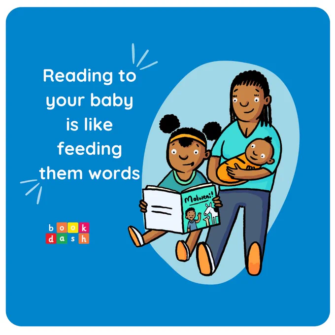 While reading may seem the same, it differs because, for a baby, a parent is the one feeding the baby words.' from a trainer with the Do More Foundation.

Find free, downloadable books to read with your children today at https://bookdash.org/books/

#bookdash #earlybookownership #everychild100books
