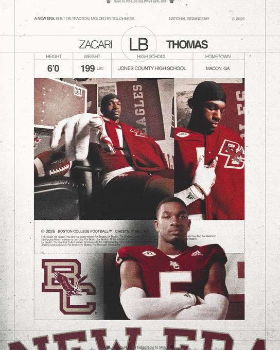 Boston College Football National Signing Day Graphic: Zacari Thomas 