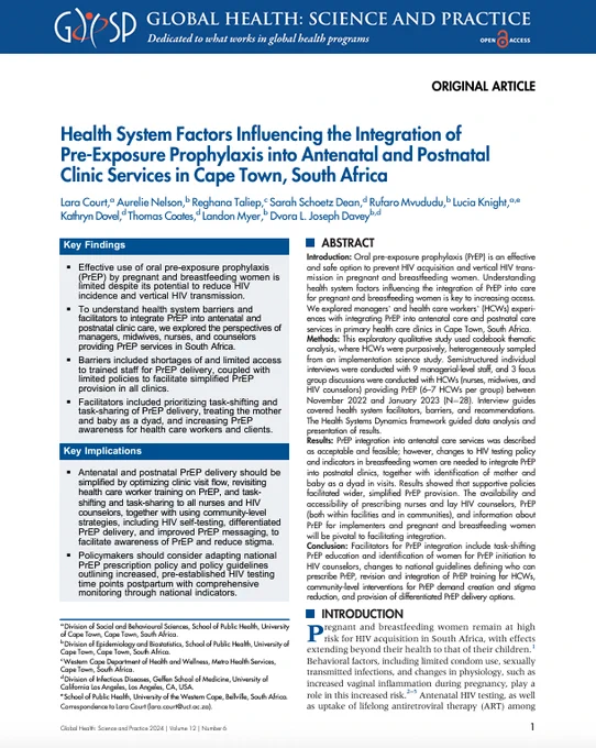Integrating PrEP into ANC and PNC Clinic Services in South Africa