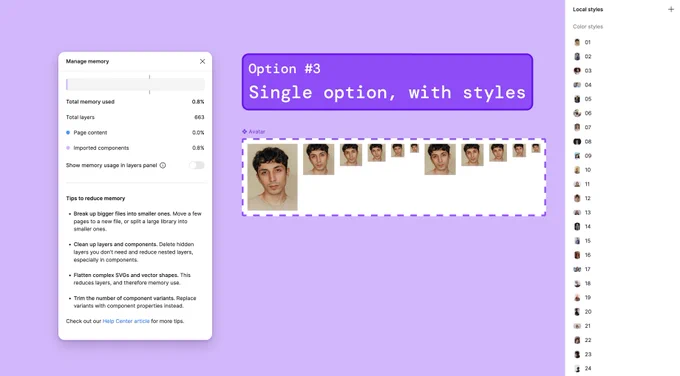 Option 3 – Single option with styles