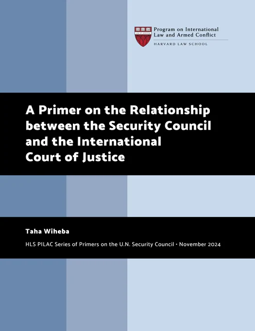 Front cover of the primer on the relationship between the UN Security Council and the International Court of Justice, authored by Taha Wiheba
