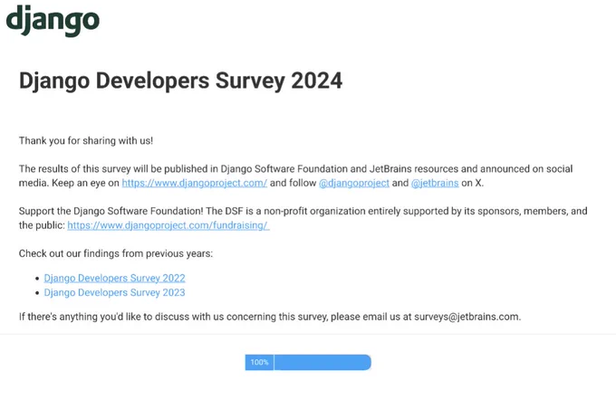 Final page of the Django Developer Survey 2024