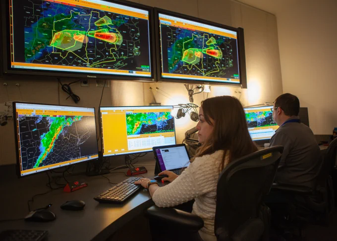Weather warnings on a radar map