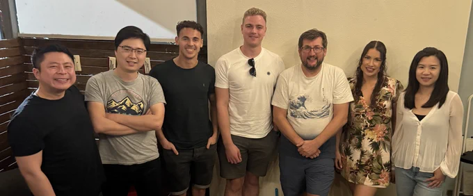 From left to right: Dr Daniel Van (University of Warwick; visiting Research Fellow), Dr Chuan Huang (Monash University), Matt Pledge (MWA PhD student), Callum Bullock (University of Warwick; visiting PhD student), Prof Greg Challis (University of Warwick and Monash University), Dr Lauren Murray (Monash University), Dr Xinyun Jian (Monash University).