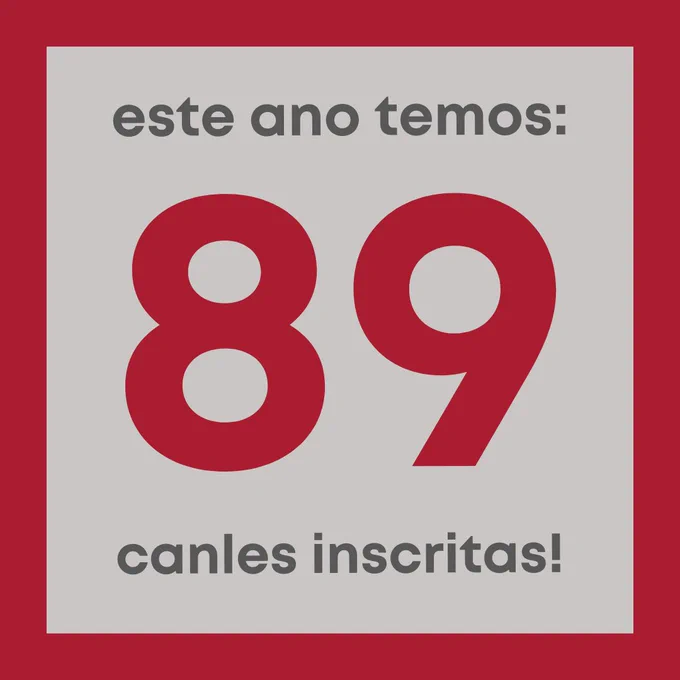 Dentro do mesmo marco vermello, unhas letras din "este ano temos 89 canles inscritas!"