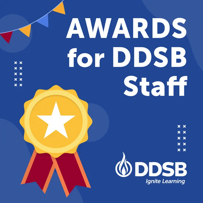 Award ribbon.

Text:
Awards for DDSB Staff