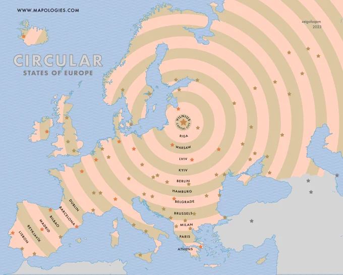 map of the circular states of Europe
