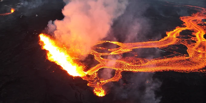 Photo captured on Ms. Scatena's drone flight over the erupting volcano