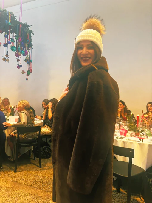 Model wearing cosy winter clothes