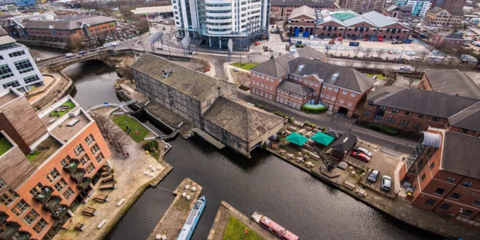 A view of Leeds Lock from the air.