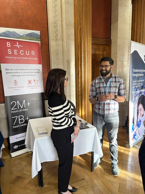 Paula Bradshaw at the B-Secur tech stand at Stormont this afternoon.