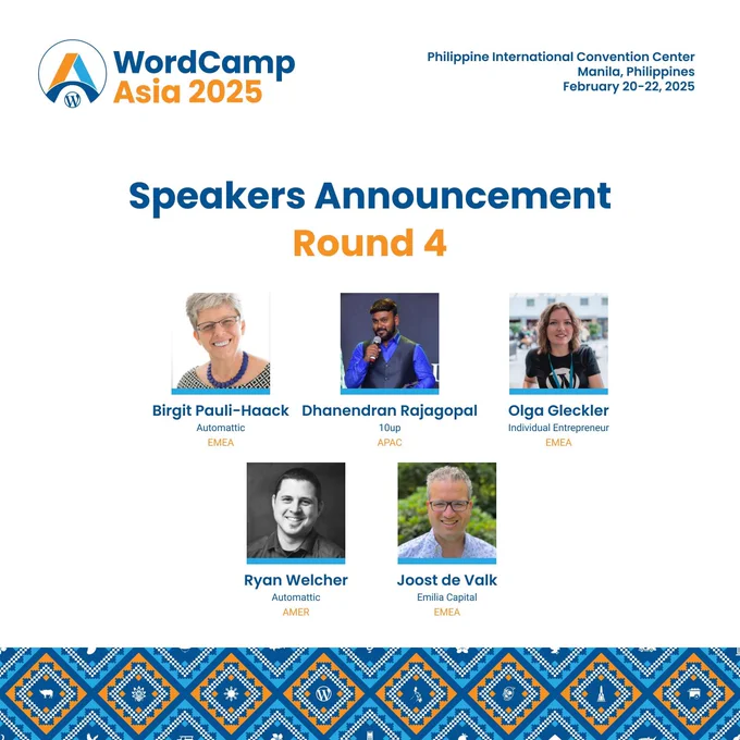Speaker Announcement 4th Batch | WordCamp Asia 2025