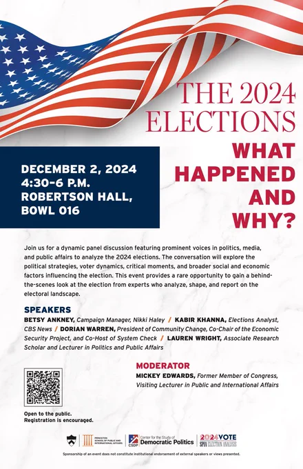 Decorative poster with a short description of the event and list of speakers.