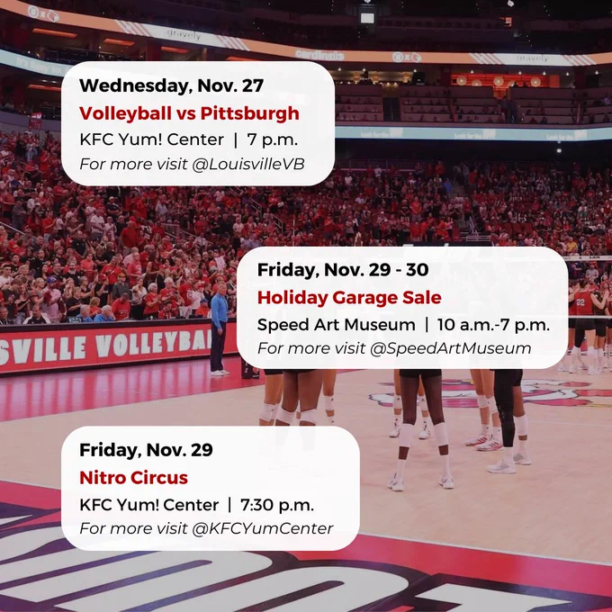 See what's happening at UofL before Thanksgiving break!

#UofL #UniversityofLouisville #GoCards #UofLStudents #UofLGrads #UofLAlumni #Louisville #LouisvilleKY
