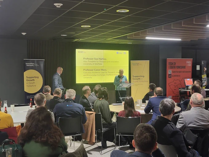 Sue Hartley and Conor Moss delivering closing remarks