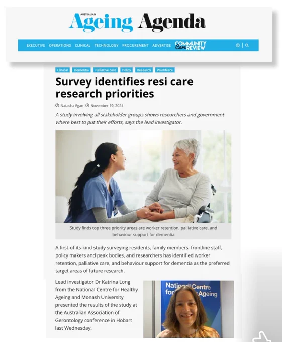 Screen shot of an Australian Ageing Agenda article 