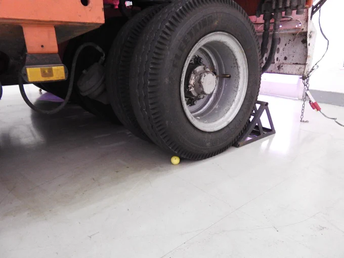 Lemons under wheels of truck