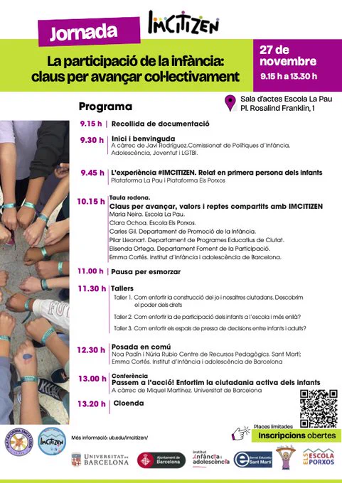 Programa jornada "La participació de la infància: claus per avançar col·lectivament". IMCITIZEN