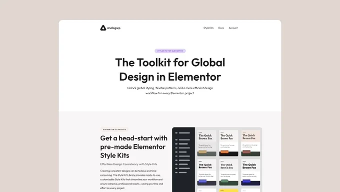 The redesigned homepage of analogWP