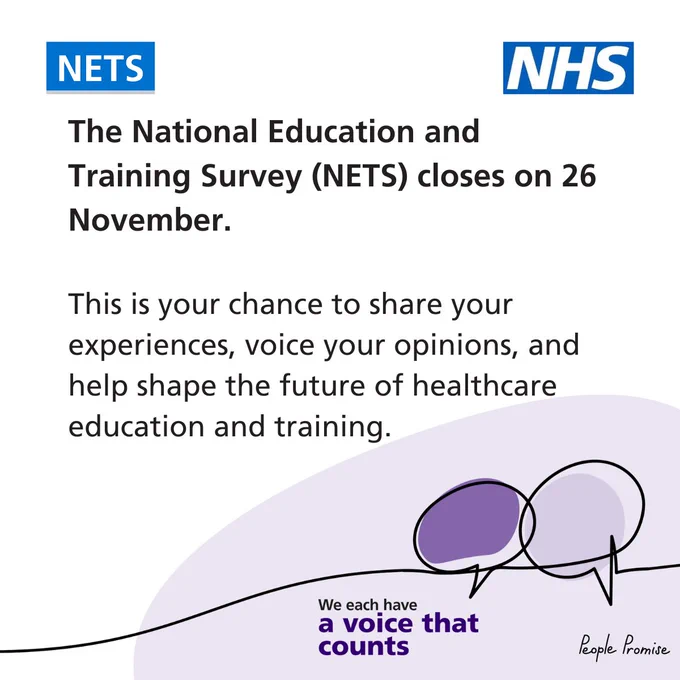 The National Education and Training Survey (NETS) closes on 26 November. This is your chance to share your experiences, voice your opinions, and help shape the future of healthcare education and training. 