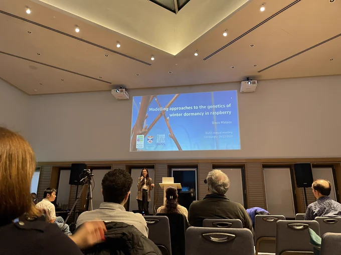 Speaker on stage in front of an audience