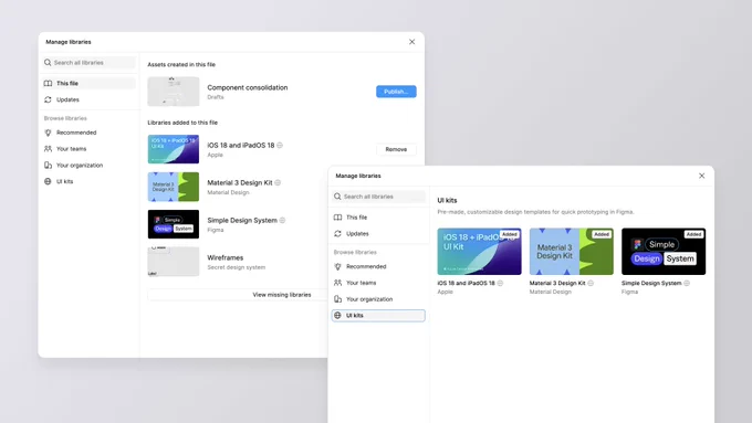 The Figma libraries modal
