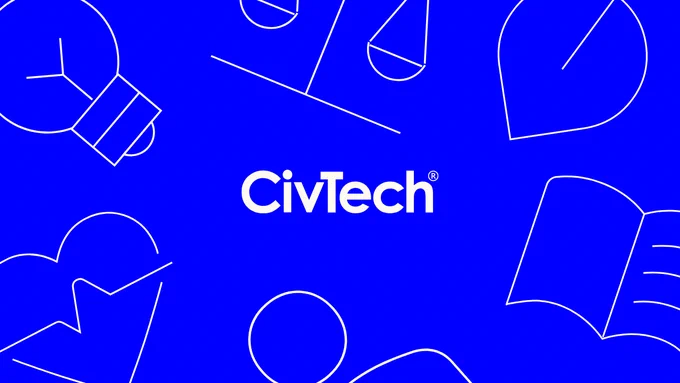 White text on blue background image. Text reads: CivTech. Logo for CivTech team.