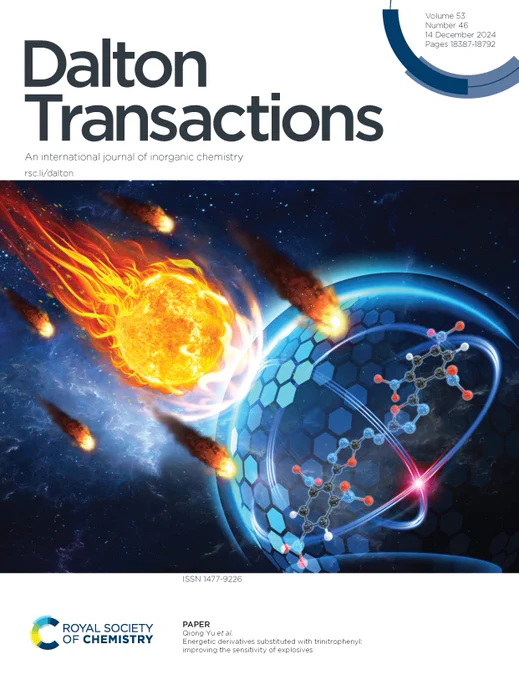 Dalton Transactions outside front cover for vol 53, issue 46.