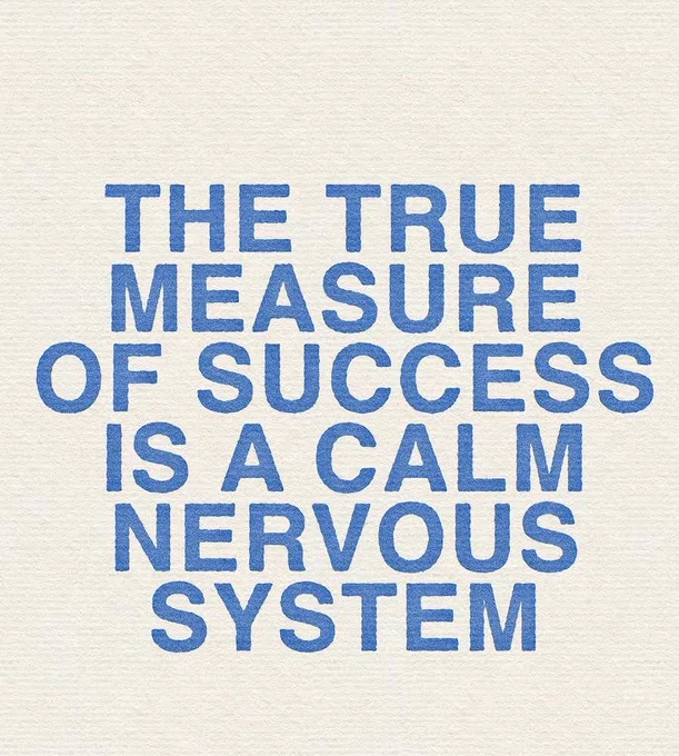 THE TRUE MEASURE OF SUCCESS IS A CALM NERVOUS SYSTEM