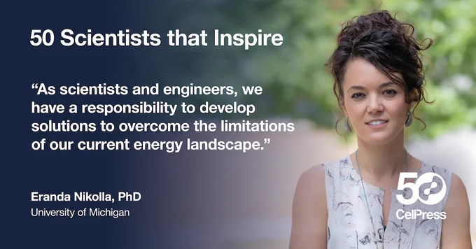Quote from Dr. Eranda Nikolla: "As scientists and engineers, we have a responsibility to develop solutions to overcome the limitations of our current energy landscape."