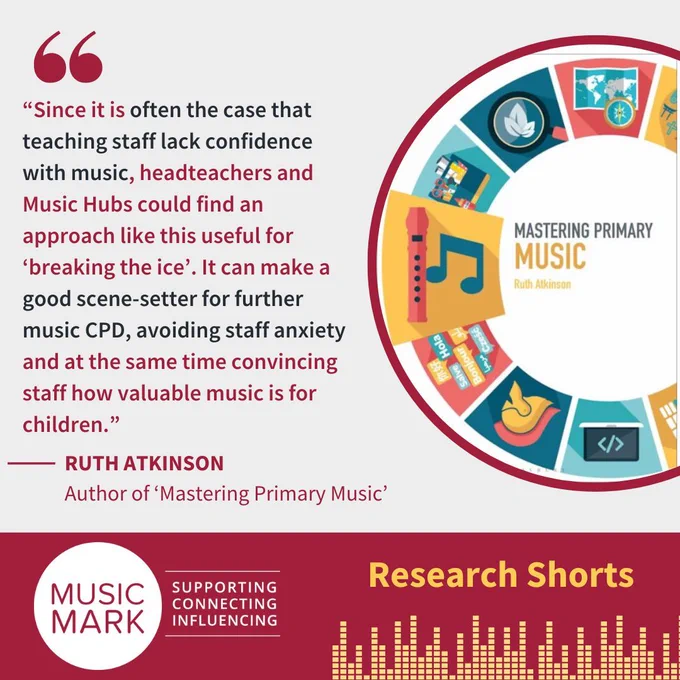 “Since it is often the case that teaching staff lack confidence with music, headteachers and Music Hubs could find an approach like this useful for ‘breaking the ice’. It can make a good scene-setter for further music CPD, avoiding staff anxiety and at the same time convincing staff how valuable music is for children.” -Ruth Atkinson, Author of 'Mastering Primary Music'.