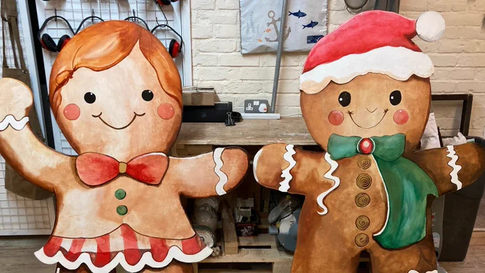 Gingerbread people crafted by a local community group
