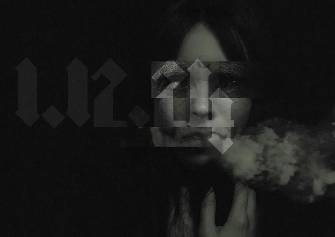 A black and grey image of a woman's face composed from a collage of different faces. Her eyes are old and one has been blinded, and the skin is creased and puckered around her mouth, from out of which smoke is pouring. Hands rise up from the bottom of the frame to wrap around her throat.

Large Blackletter text is overlaid on the image with a date, showing the 1st of December 2024 in the UK date format (1.12.24).