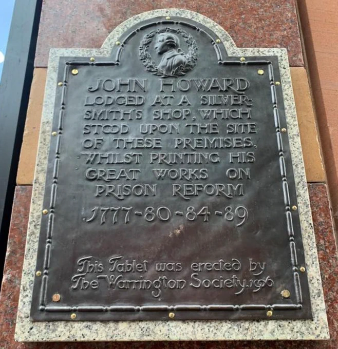Plaque of John Howard on Warrington's Bridge Street