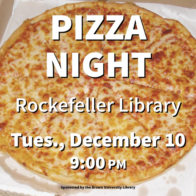 photo of pizza with Rock event details over it