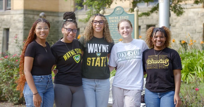 Wayne State students smiling 
