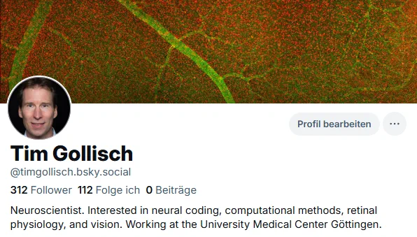 Screenshot of profile at Bluesky.