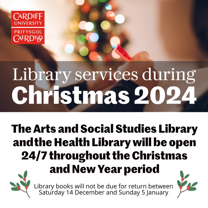 Additional text reads: Library books will not be due for return between Saturday 14 December and Sunday 5 January