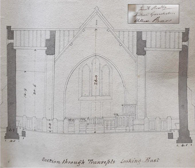 Plan of Far Forest Chapel and signature of Richard