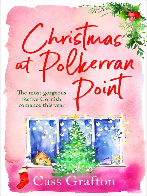 The festive cover of Cass Grafton's ebook, Christmas at Polkerran Point.